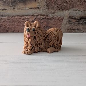 Vintage Cecile Clay Komondor Dog Signed Collectible